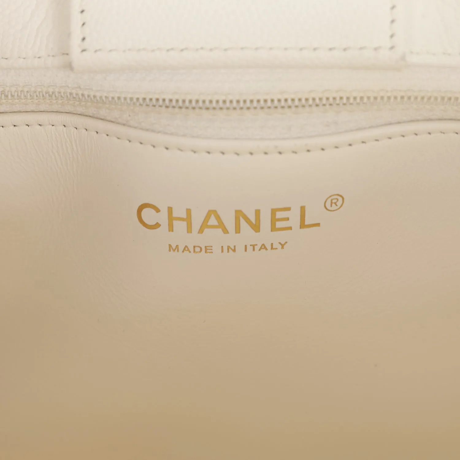 Chanel Large Classic Timeless Tote White Caviar Light Gold Hardware