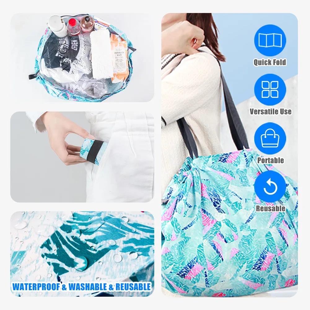 Foldable Shopping Bags, Waterproof Shopping Bags Reusable 3 Pieces Portable Grocery Bags With Handles Large Capacity Travel Duffel Bags for Daily Commuting Picnic Gym Different Size FuKuEn