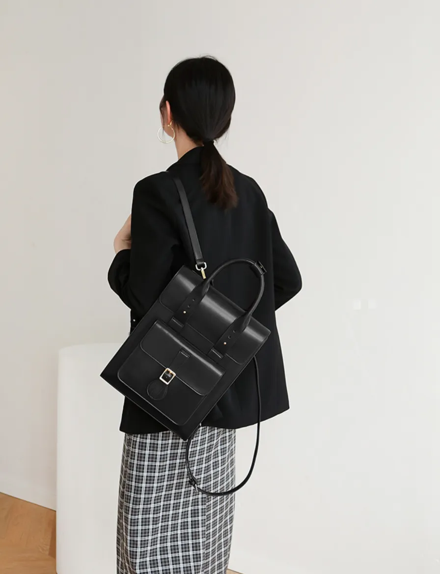 Large Laptop Briefcase Leather Backpack