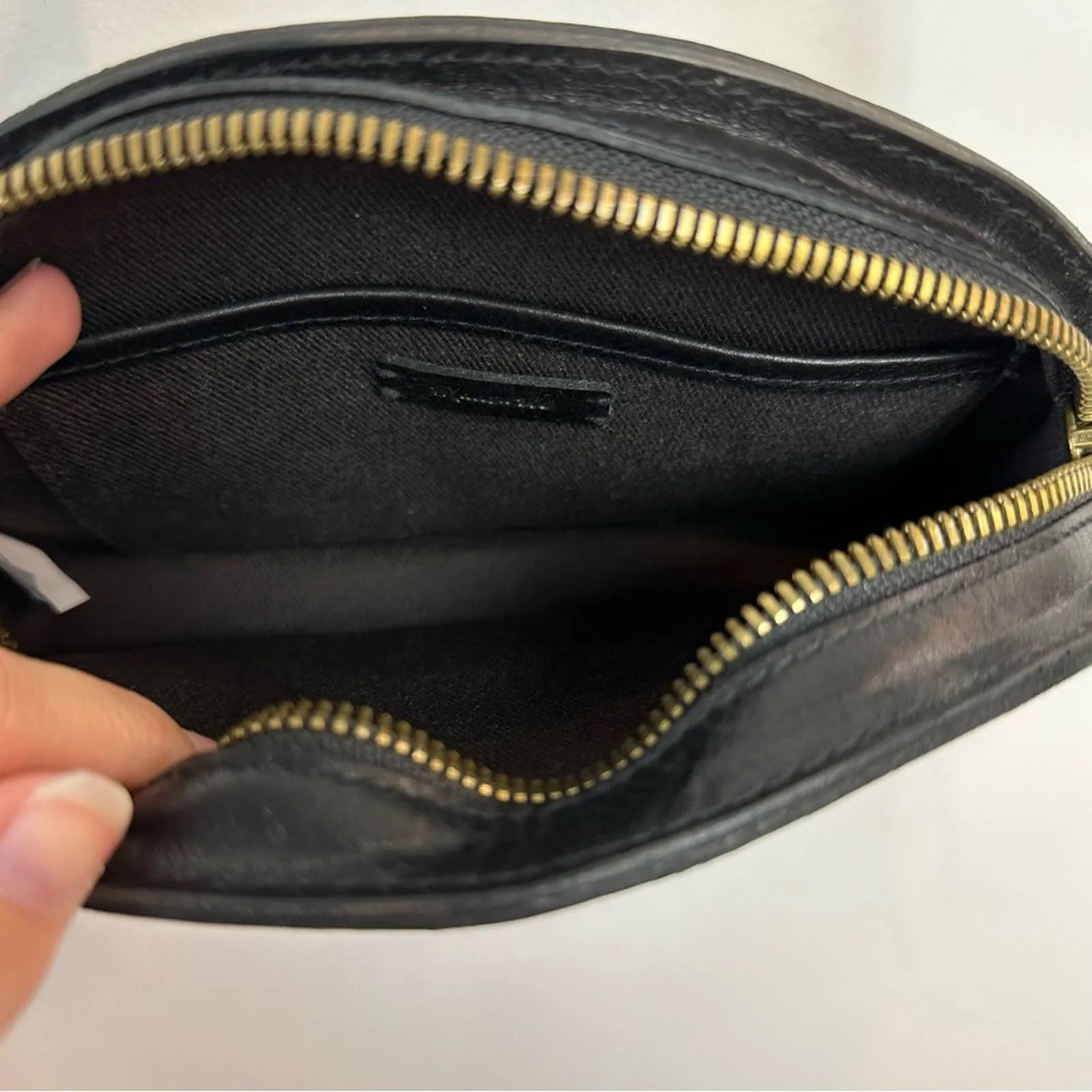 Madewell Black Leather Crossbody Bag Half Moon Purse Satchel
